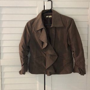 YA LOS ANGELES FAUX SUEDE GRAY CROPPED JACKET